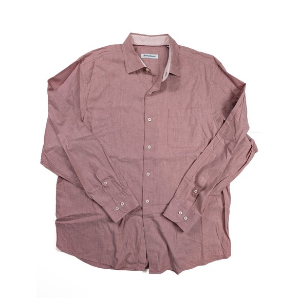 Tommy Bahama Other - Tommy Bahama Herringbone Red Button Long Sleeve Dress Shirt Men's Size Large